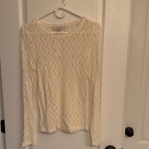LOFT Ivory Lace Long Sleeve Top